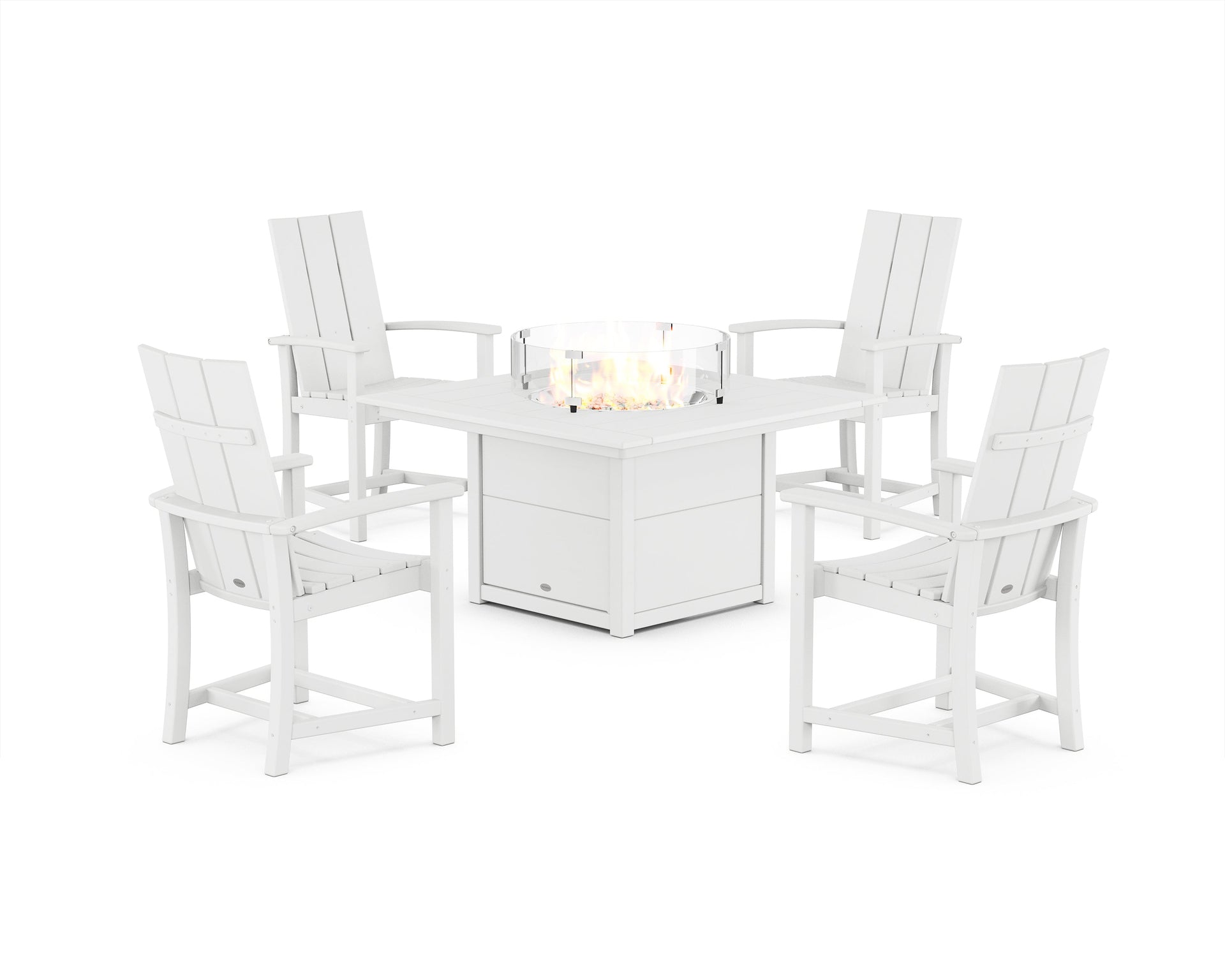 Modern 4-Piece Upright Adirondack Conversation Set with Fire Pit Table