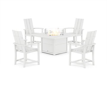 Modern 4-Piece Upright Adirondack Conversation Set with Fire Pit Table