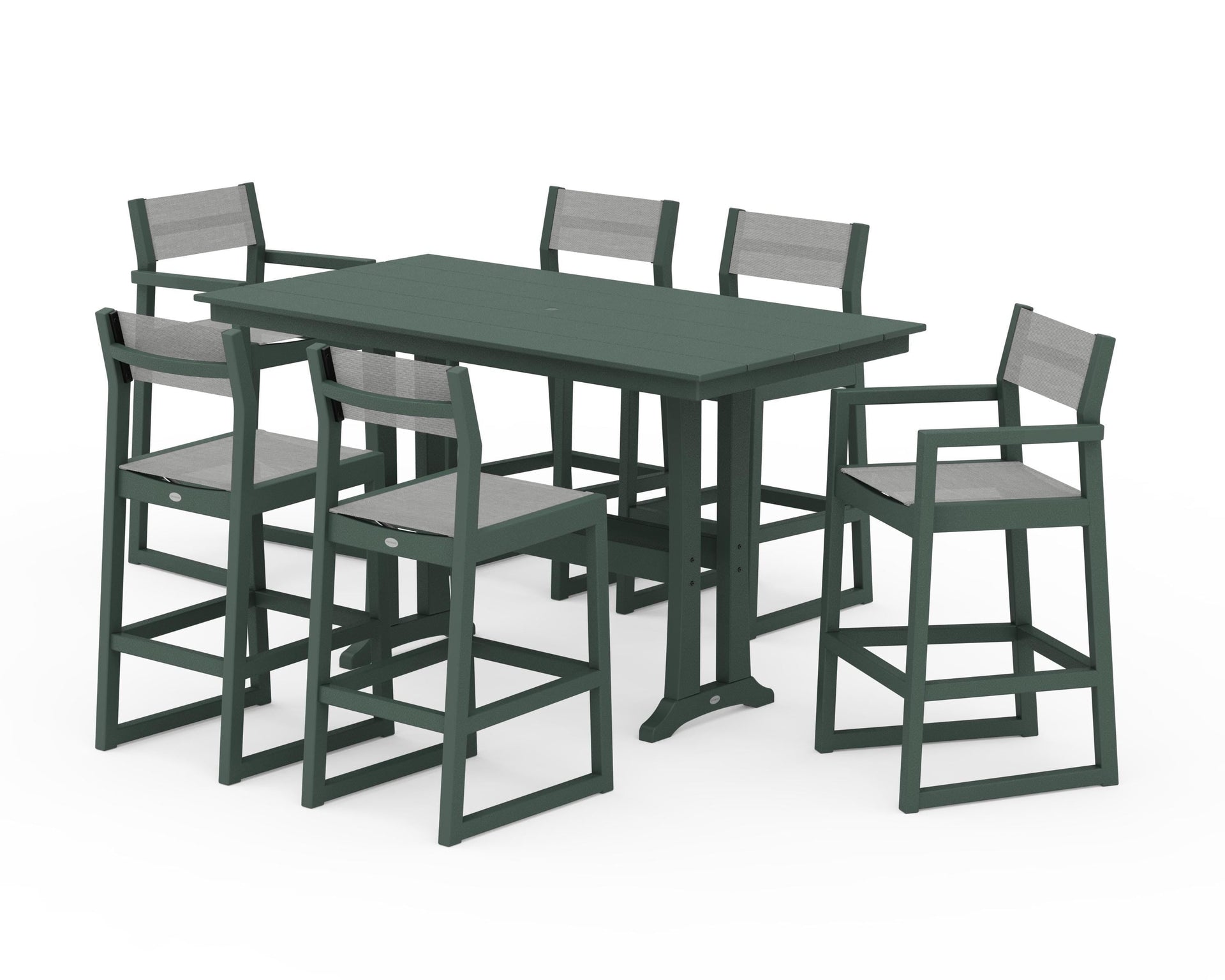 EDGE Sling 7-Piece Farmhouse Bar Set with Trestle Legs