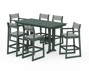 EDGE Sling 7-Piece Farmhouse Bar Set with Trestle Legs