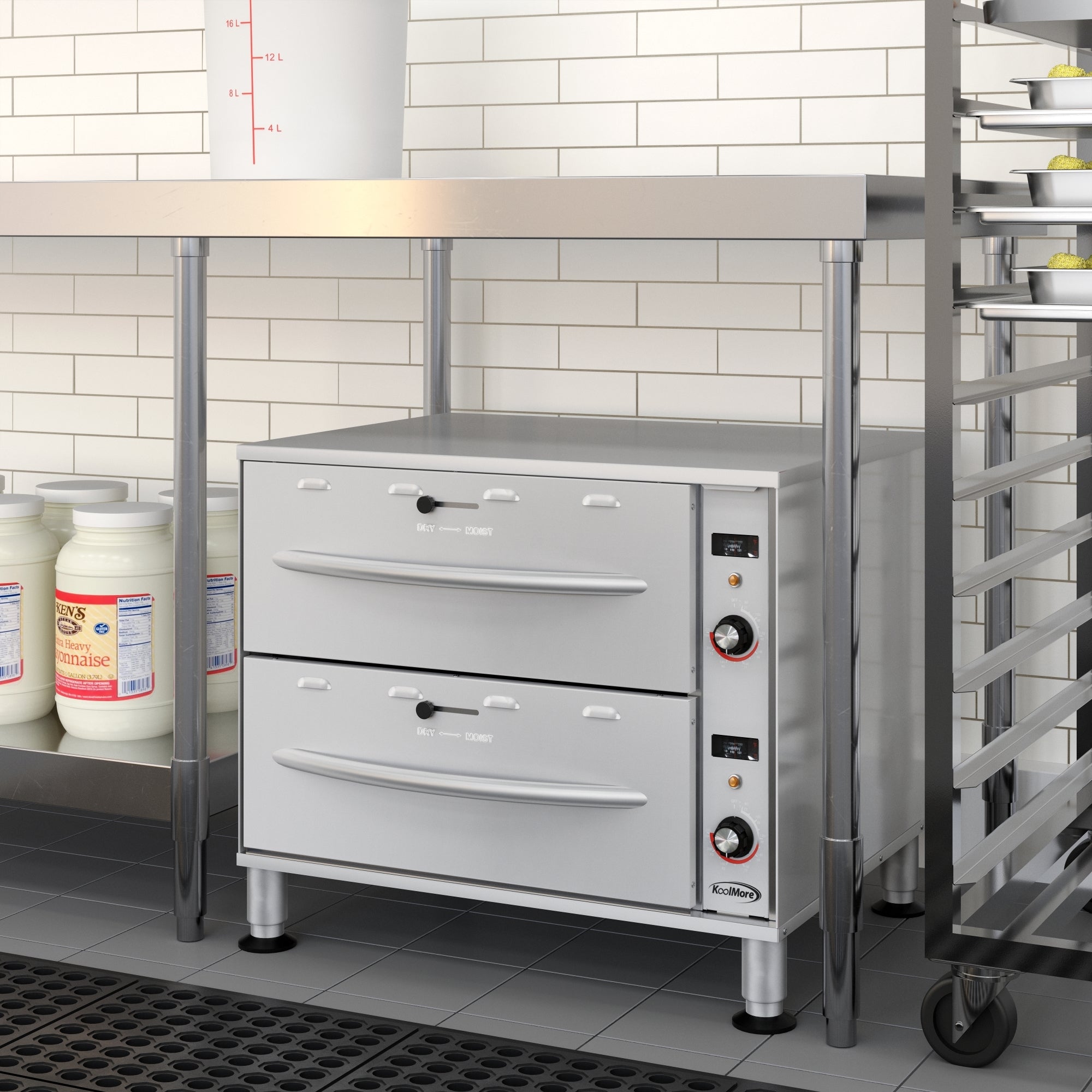 Two-Drawer Commercial Free Standing Warming Drawers in Stainless-Steel