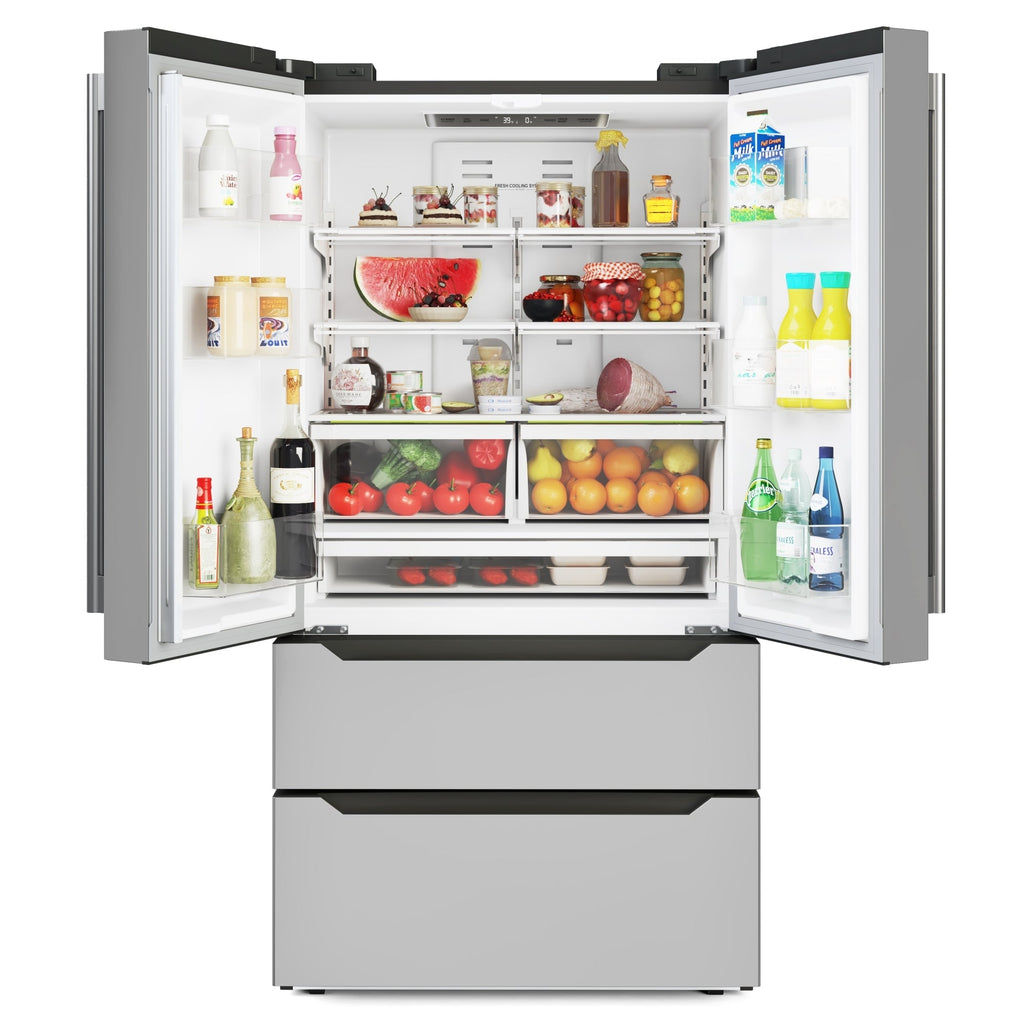 22.5 Cu. ft. French Door Refrigerator, Deep Freezer, 4 Door Stainless-Steel Fridge