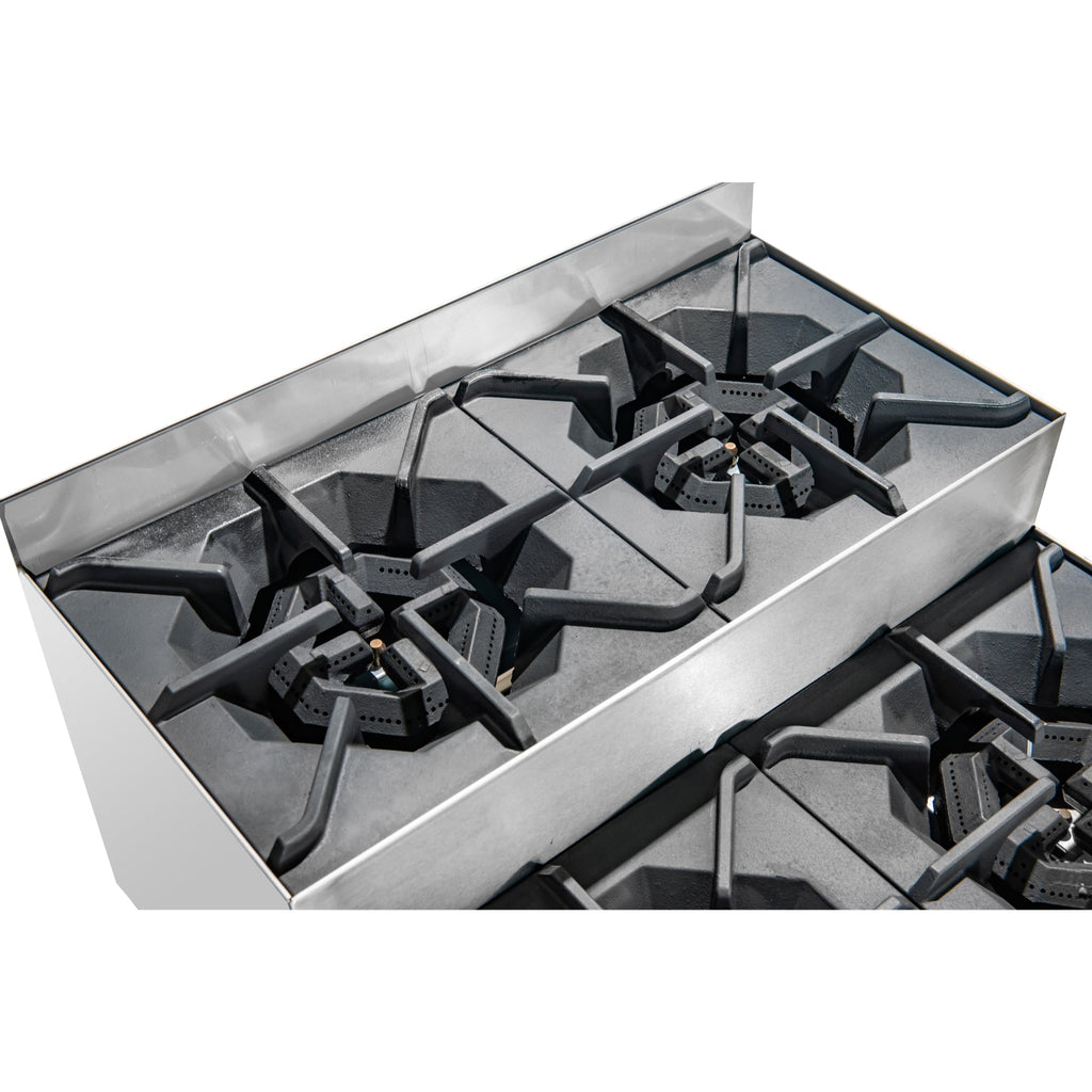 24 in. Commercial Four-Burner Step Up Range, 104000 BTU in Stainless-Steel