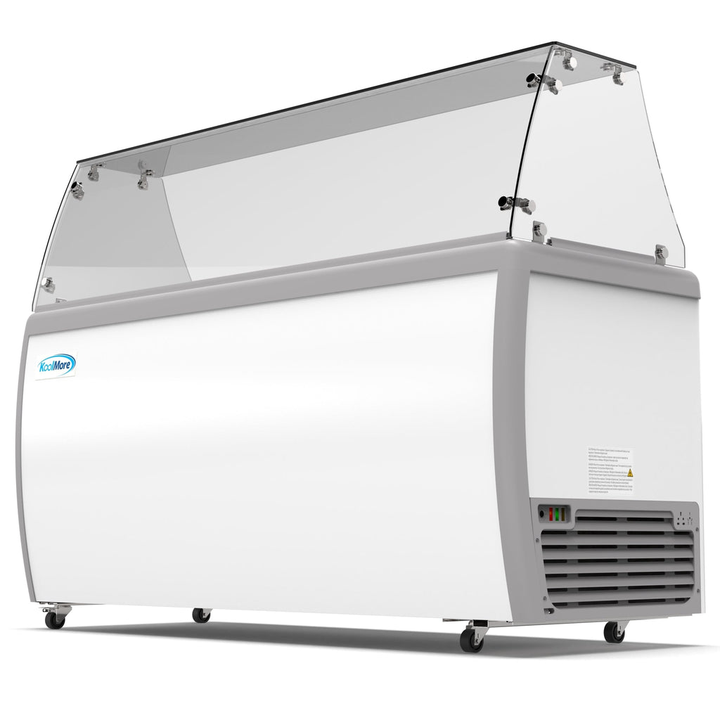 70 in. 12 Tub Ice Cream Dipping Cabinet Display Freezer with Sliding Glass Door and Sneeze Guard, 20 cu. ft.