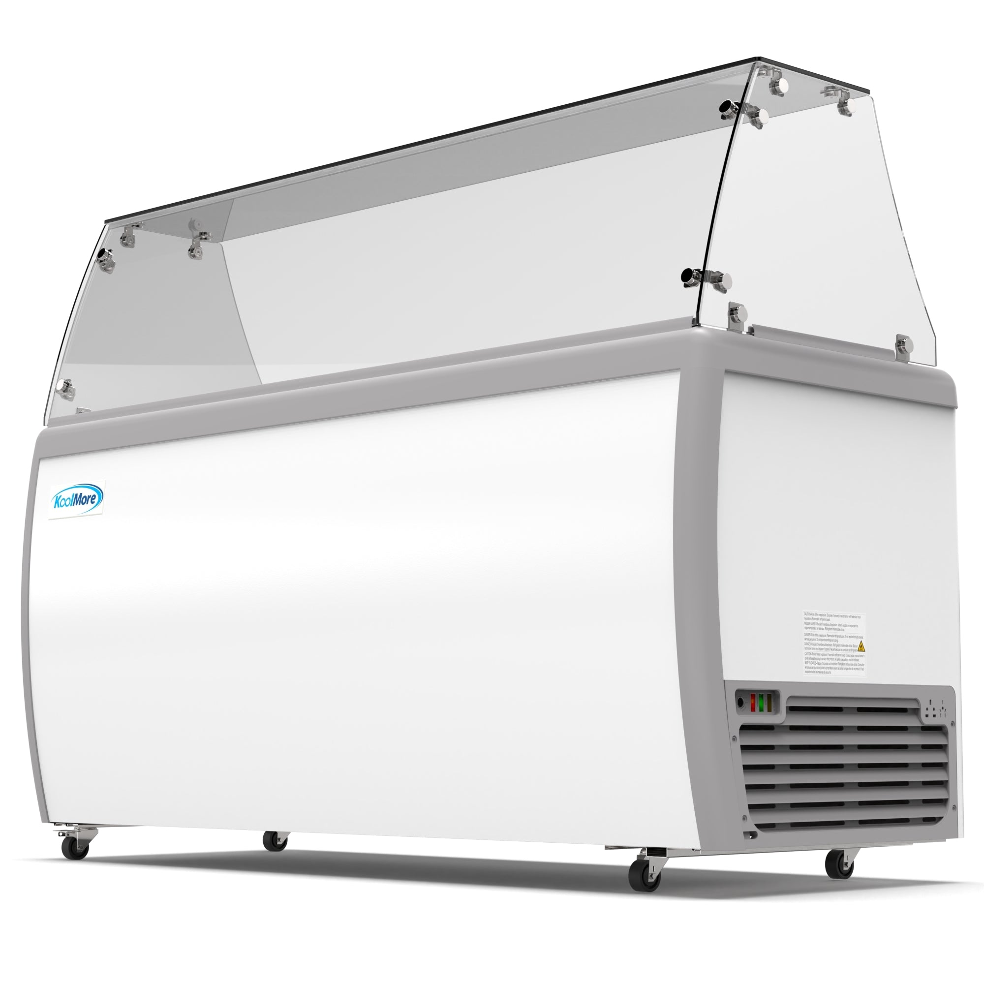 70 in. 12 Tub Ice Cream Dipping Cabinet Display Freezer with Sliding Glass Door and Sneeze Guard, 20 cu. ft.