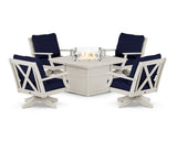Braxton 5-Piece Deep Seating Swivel Conversation Set with Fire Pit Table
