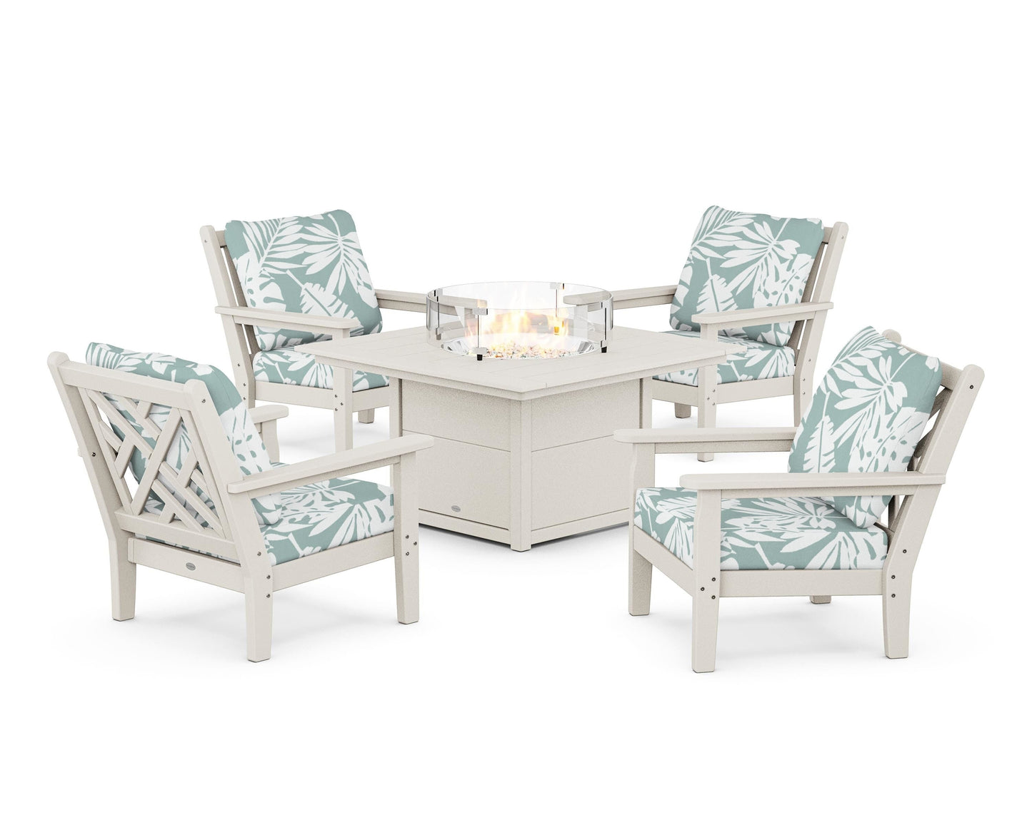 Chippendale 5-Piece Deep Seating Set with Fire Pit Table
