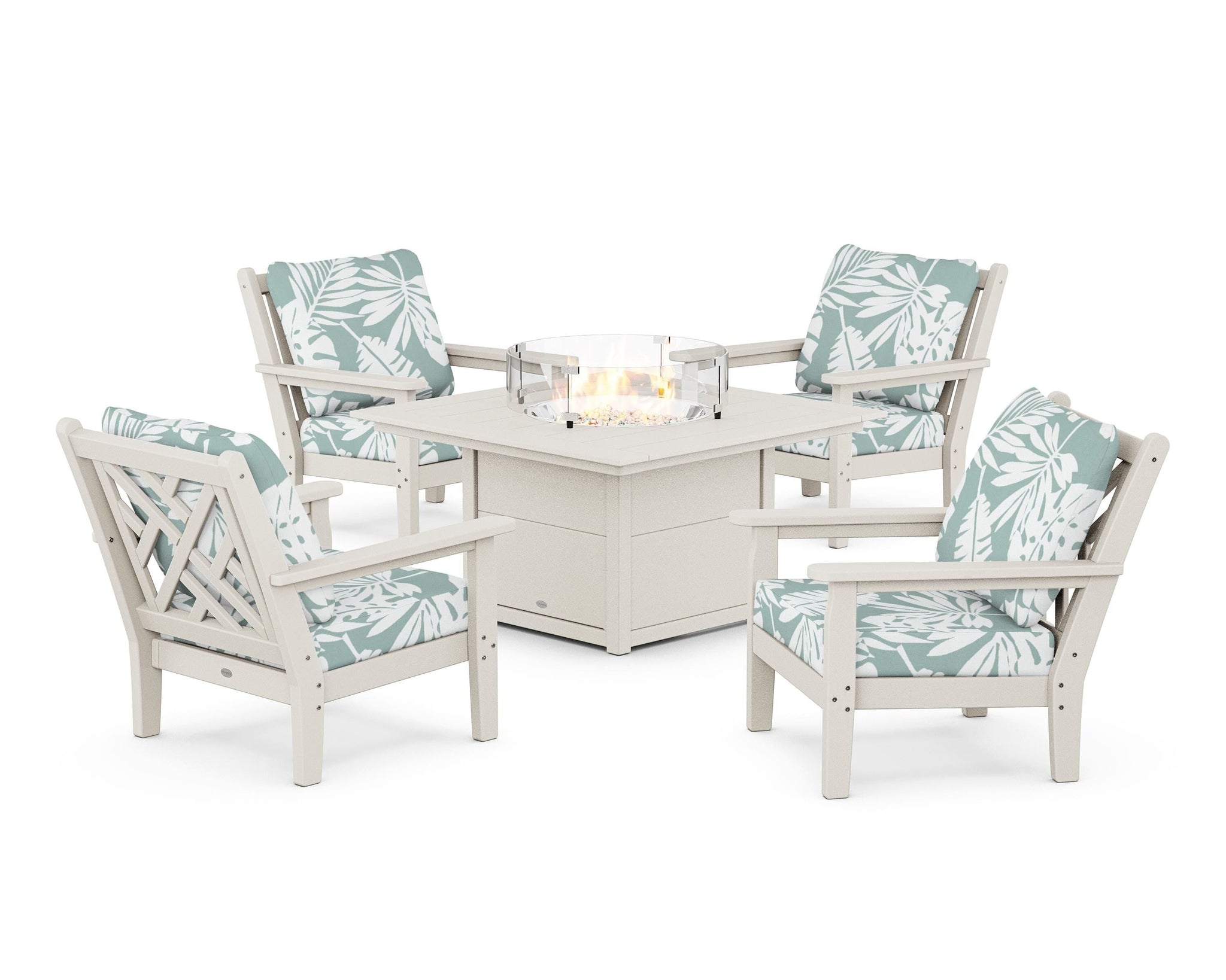 Chippendale 5-Piece Deep Seating Set with Fire Pit Table