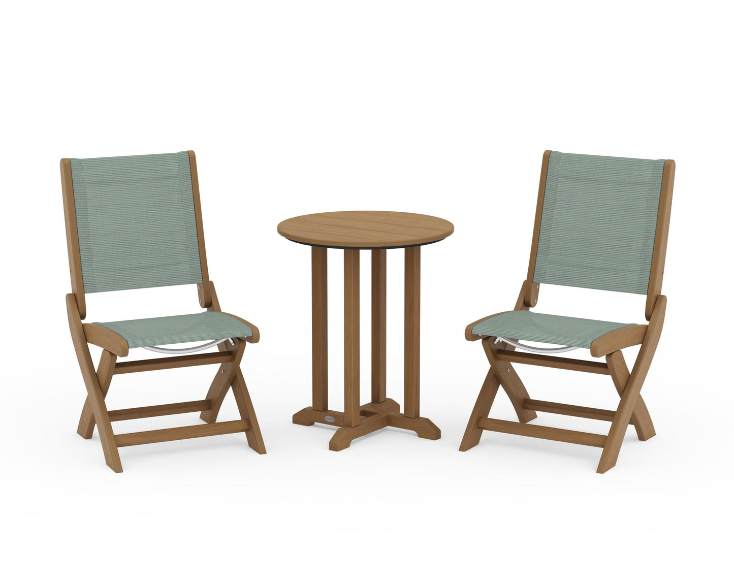 Coastal Folding Side Chair 3-Piece Round Bistro Dining Set