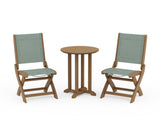 Coastal Folding Side Chair 3-Piece Round Bistro Dining Set