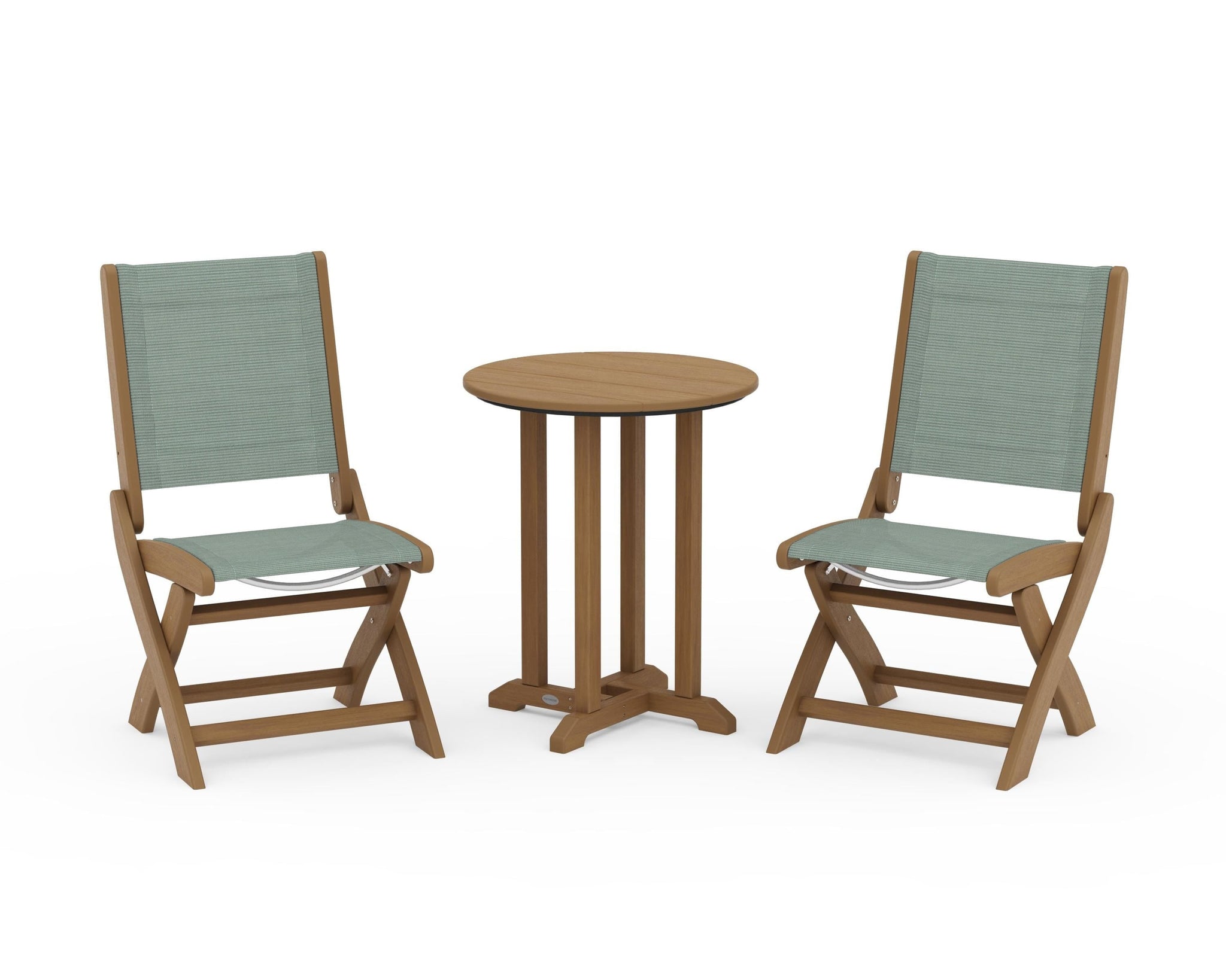 Coastal Folding Side Chair 3-Piece Round Bistro Dining Set