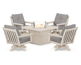 Vineyard 5-Piece Deep Seating Swivel Conversation Set with Fire Pit Table