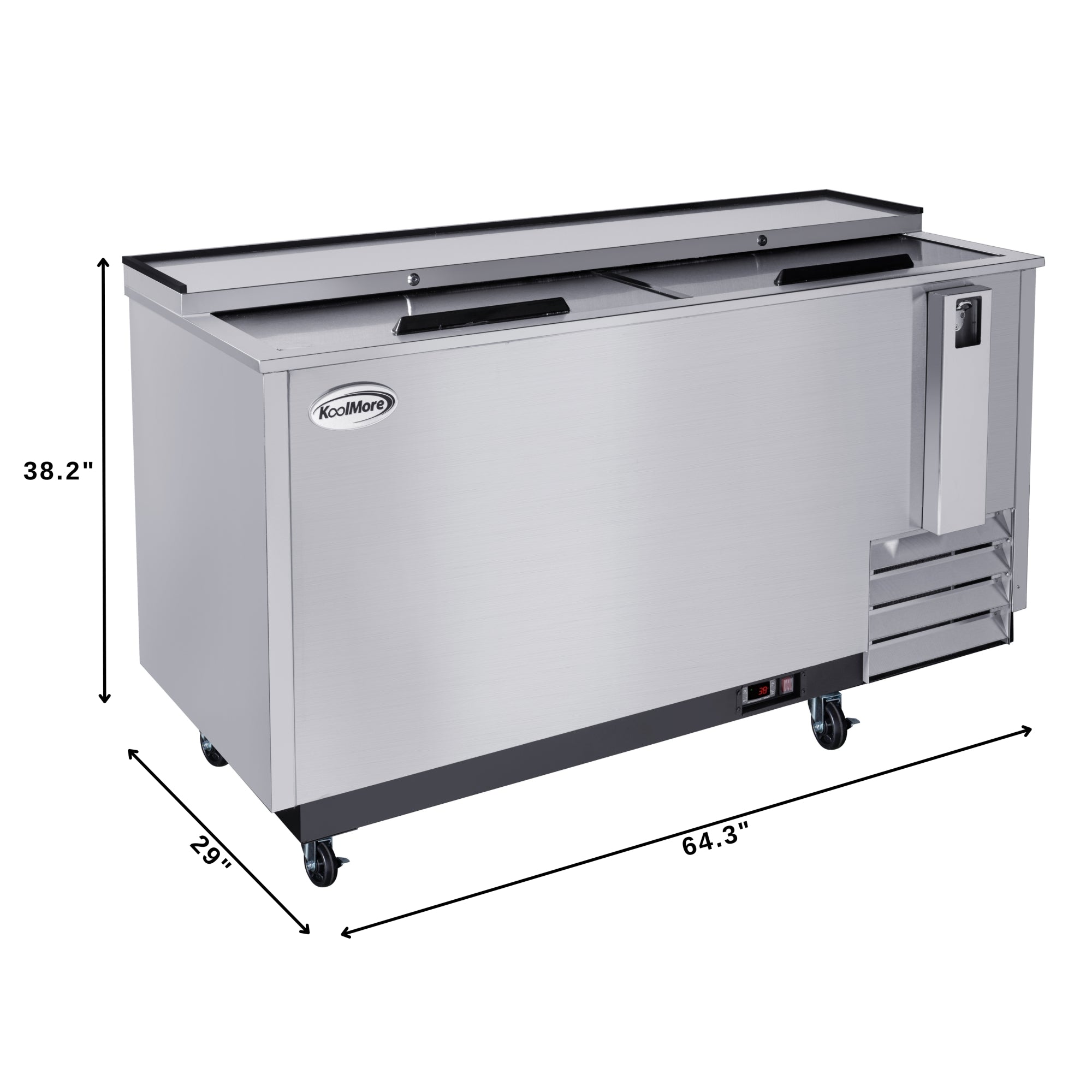 65 in. Commercial Bottle Cooler in Stainless-Steel with Built-In Opener, ETL Listed, 19 cu. ft.