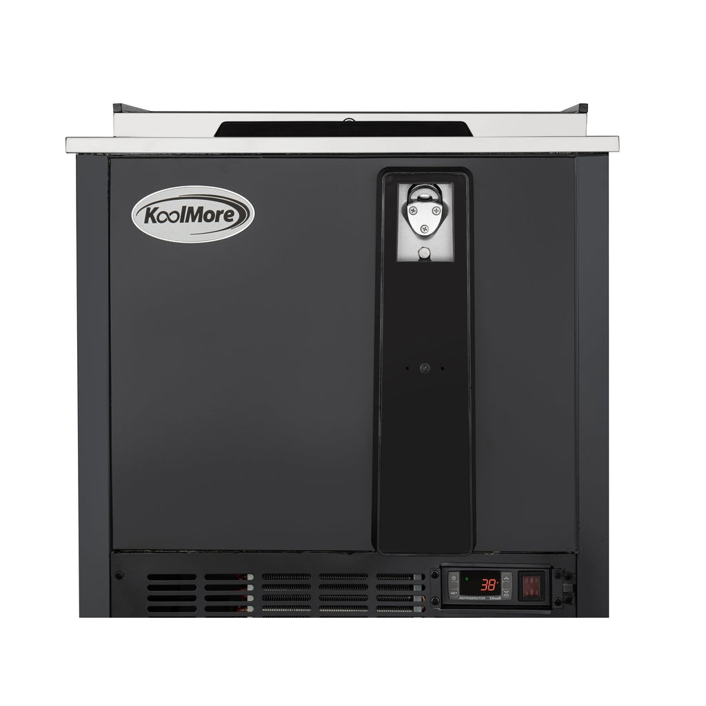 25 in. Commercial Bottle Cooler in Black with Built-In Opener, ETL Listed, 5 cu. ft.