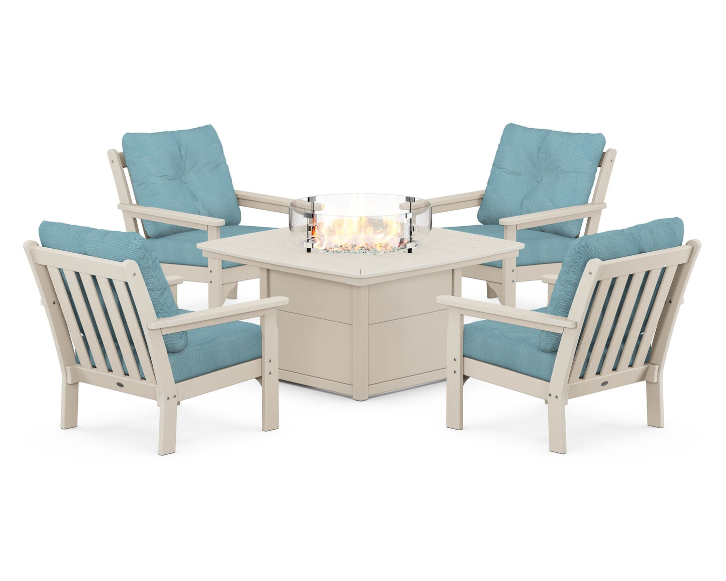 Vineyard 5-Piece Conversation Set with Fire Pit Table