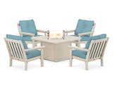 Vineyard 5-Piece Conversation Set with Fire Pit Table