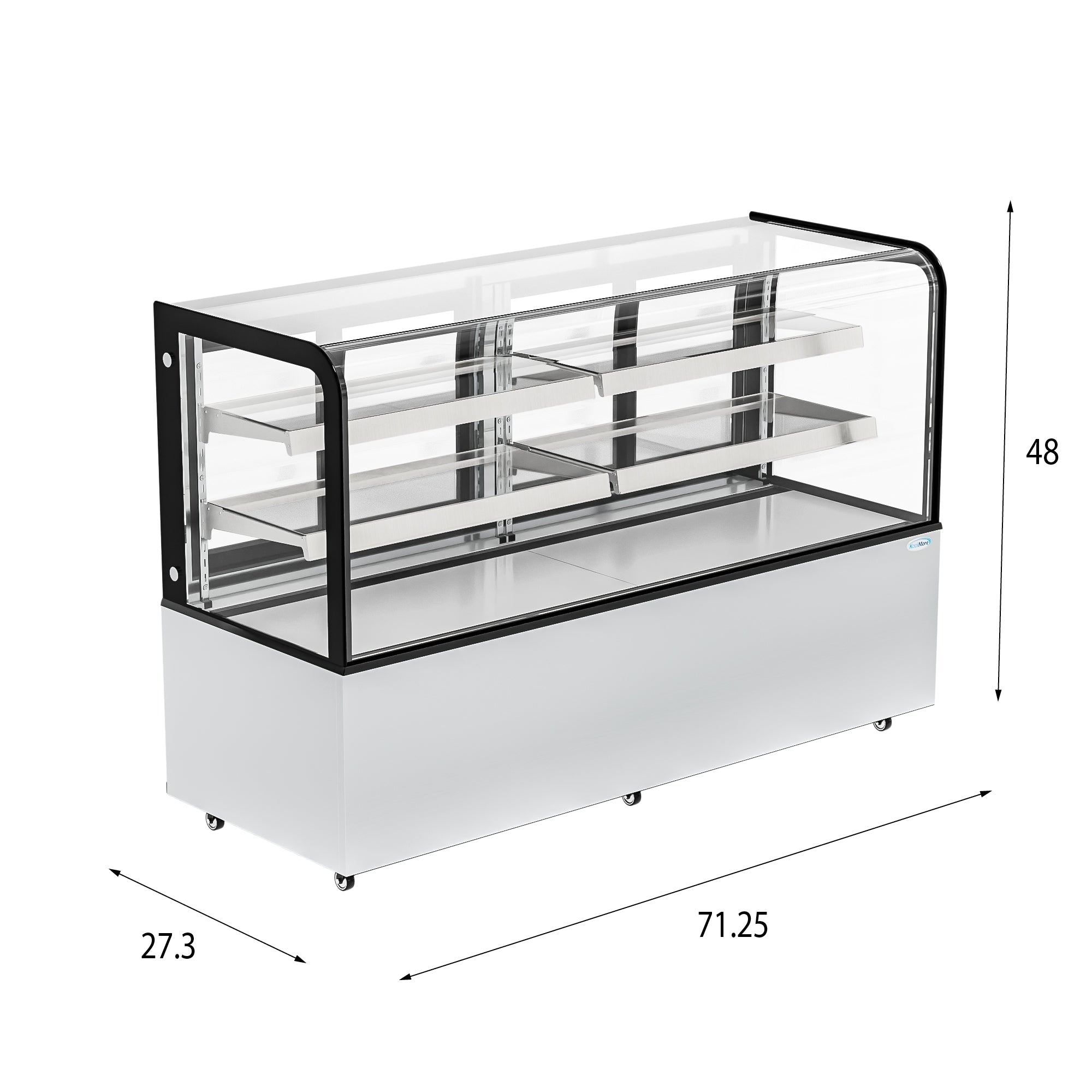 71 in. Dry Bakery Display Case with Front Curved Glass Protection, 20 cu ft.