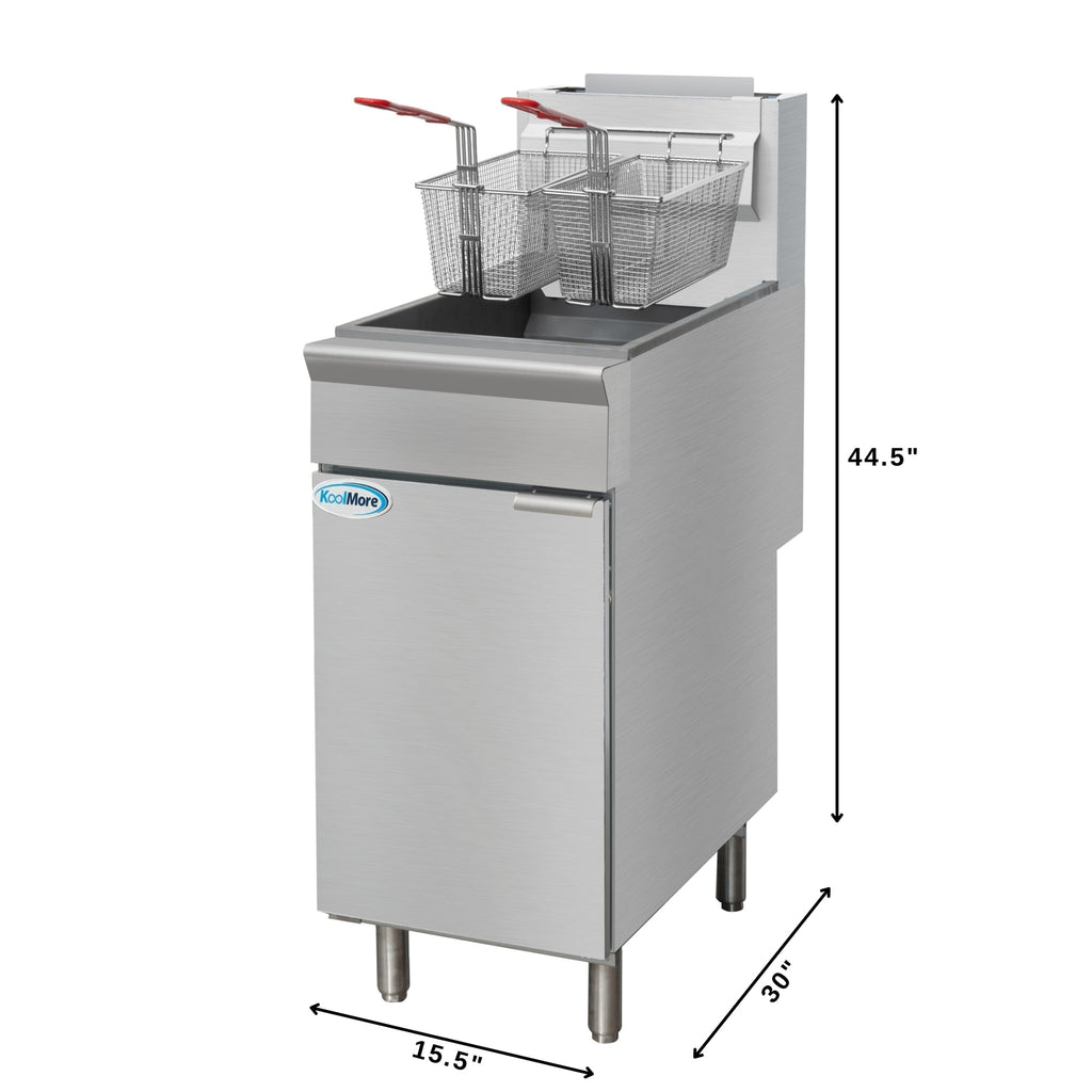 40 lb. Floor Standing Liquid Propane Commercial Fryer with 90,000 BTU in Stainless-Steel, ETL Listed