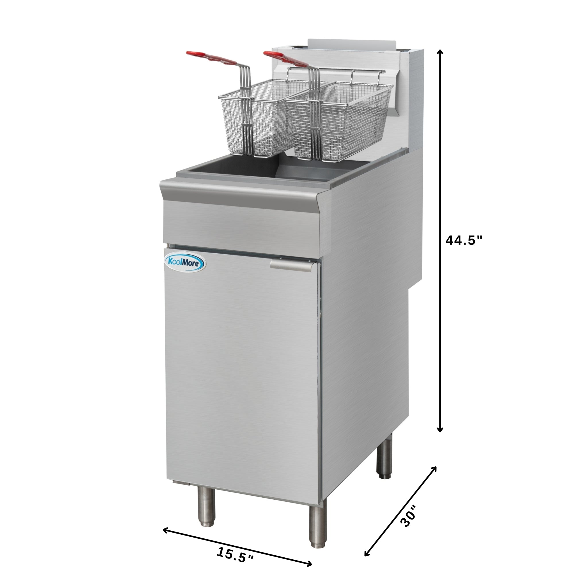 40 lb. Floor Standing Liquid Propane Commercial Fryer with 90,000 BTU in Stainless-Steel, ETL Listed