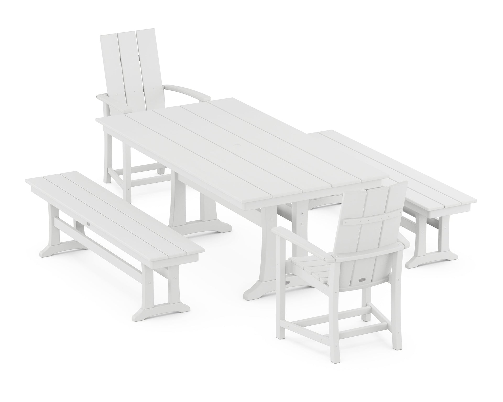 Modern Adirondack 5-Piece Farmhouse Dining Set With Trestle Legs