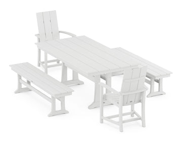 Modern Adirondack 5-Piece Farmhouse Dining Set With Trestle Legs