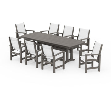 Coastal 9-Piece Dining Set with Trestle Legs