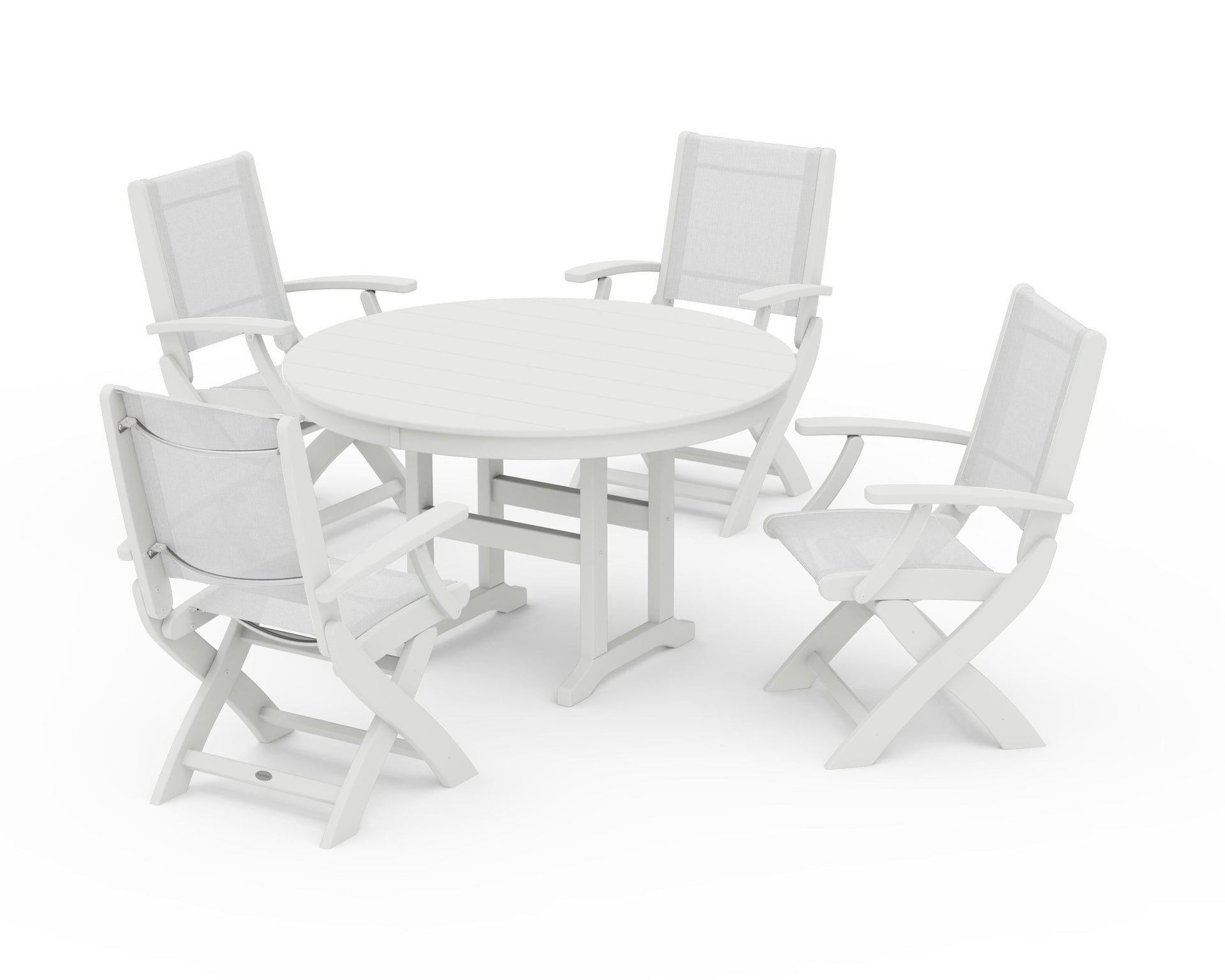 Coastal Folding Chair 5-Piece Round Dining Set