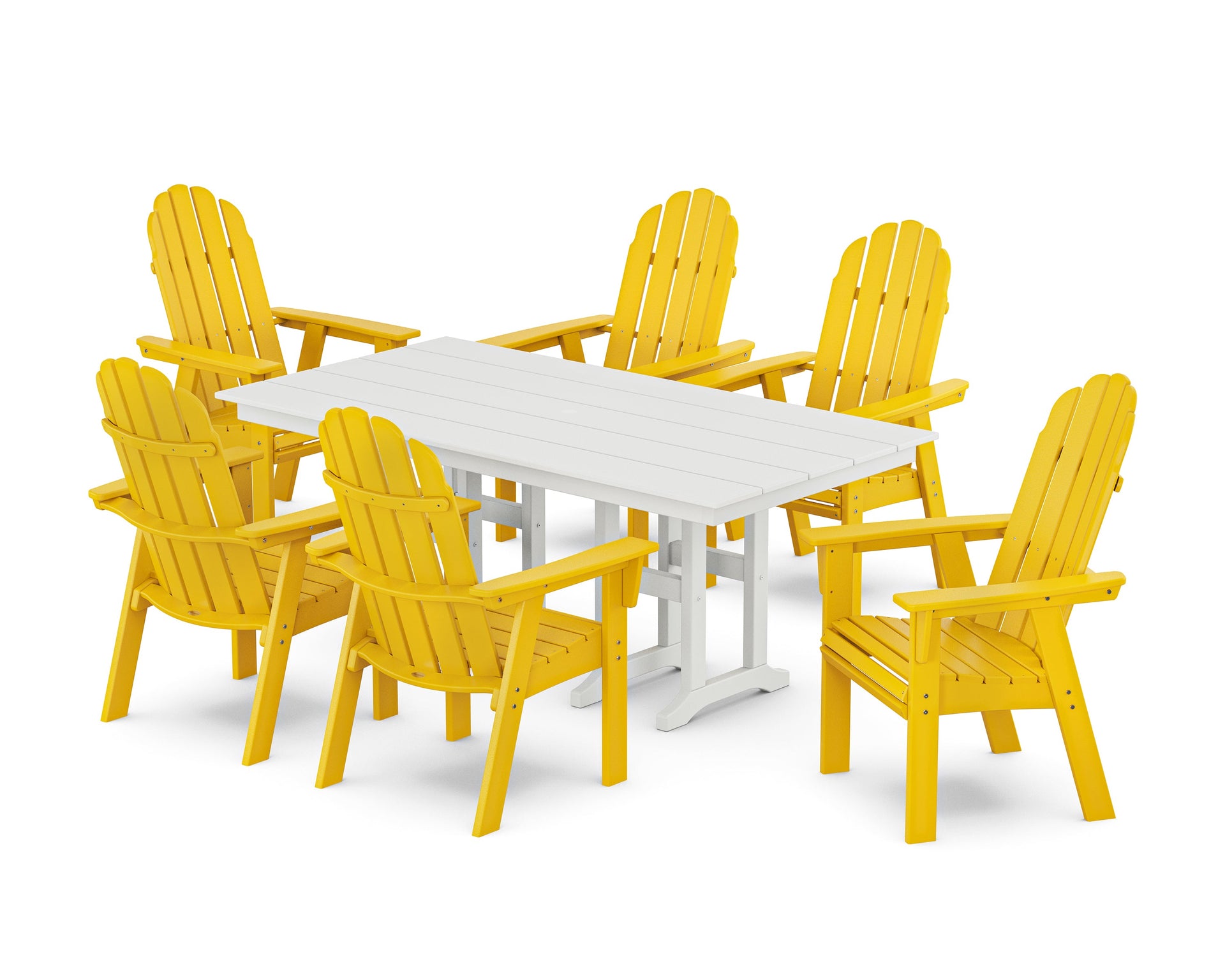 Vineyard Curveback Adirondack Chair 7-Piece Farmhouse Dining Set