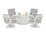 Braxton 5-Piece Deep Seating Swivel Conversation Set with Fire Pit Table