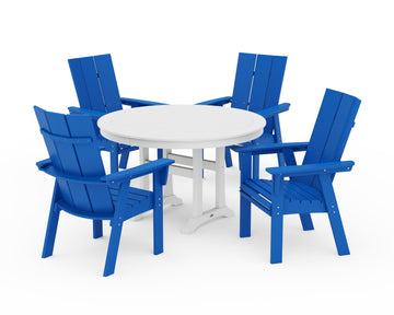 Modern Curveback Adirondack 5-Piece Nautical Trestle Dining Set