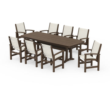 Coastal 9-Piece Dining Set with Trestle Legs