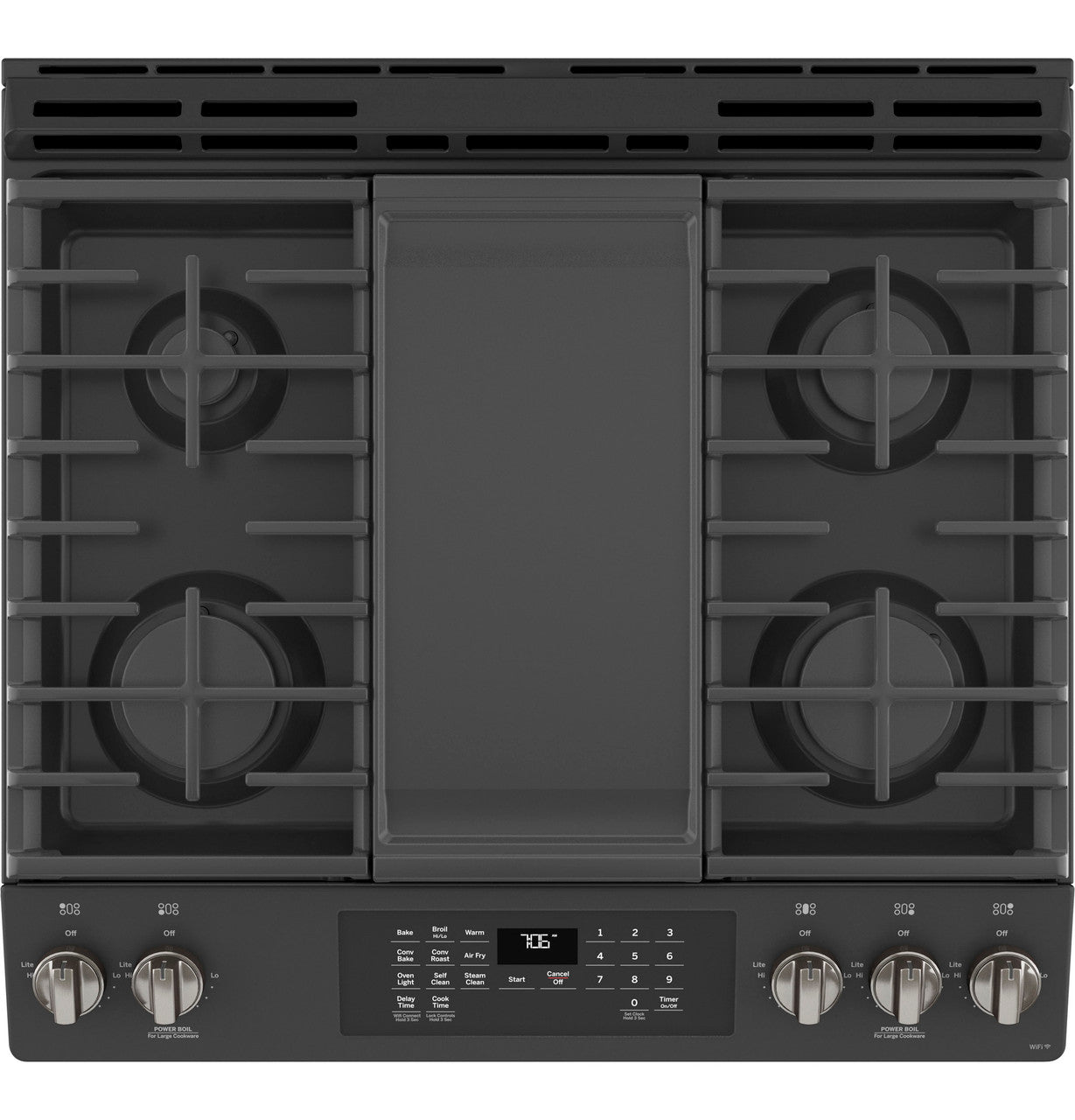 GE® 30" Slide-In Front-Control Convection Gas Range with No Preheat Air Fry