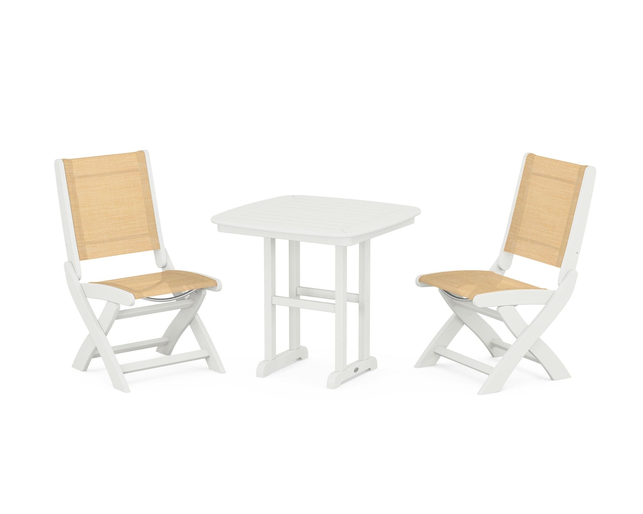 Coastal Folding Side Chair 3-Piece Dining Set