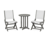 Coastal Folding Side Chair 3-Piece Round Bistro Dining Set
