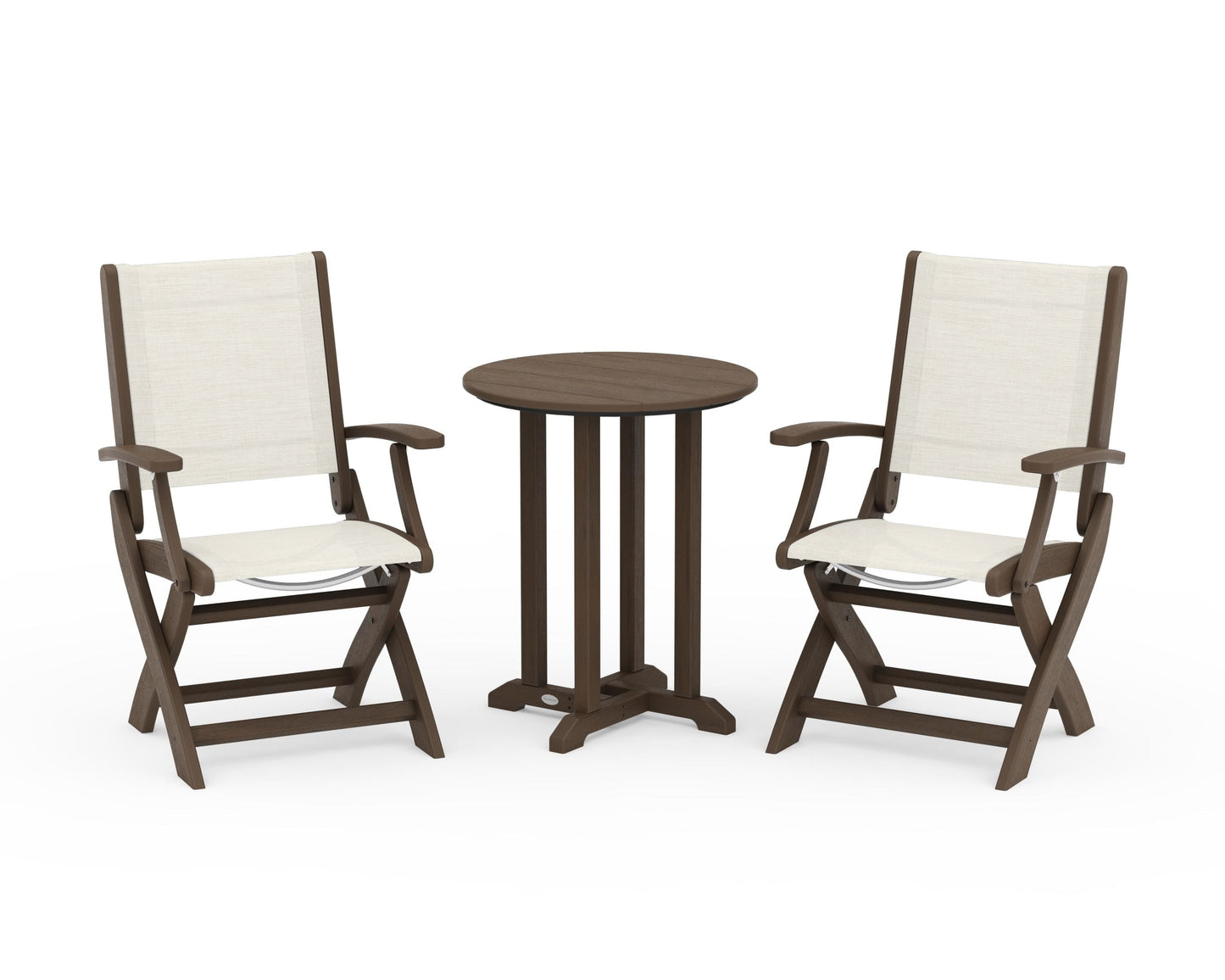 Coastal Folding 3-Piece Round Bistro Dining Set