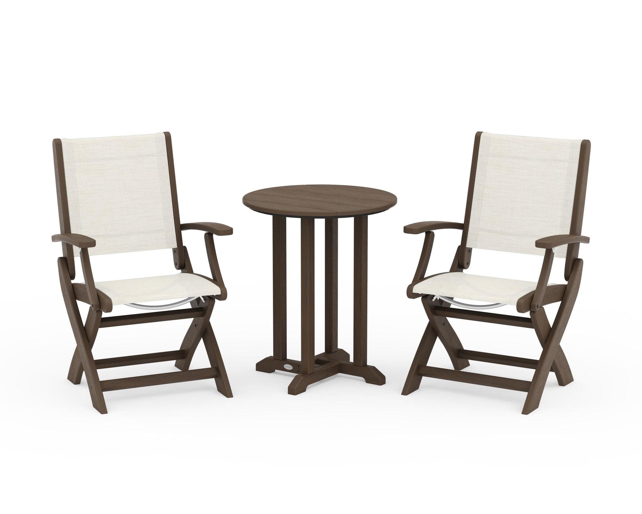 Coastal Folding 3-Piece Round Bistro Dining Set
