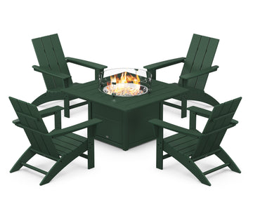 Modern 5-Piece Adirondack Chair Conversation Set with Fire Pit Table