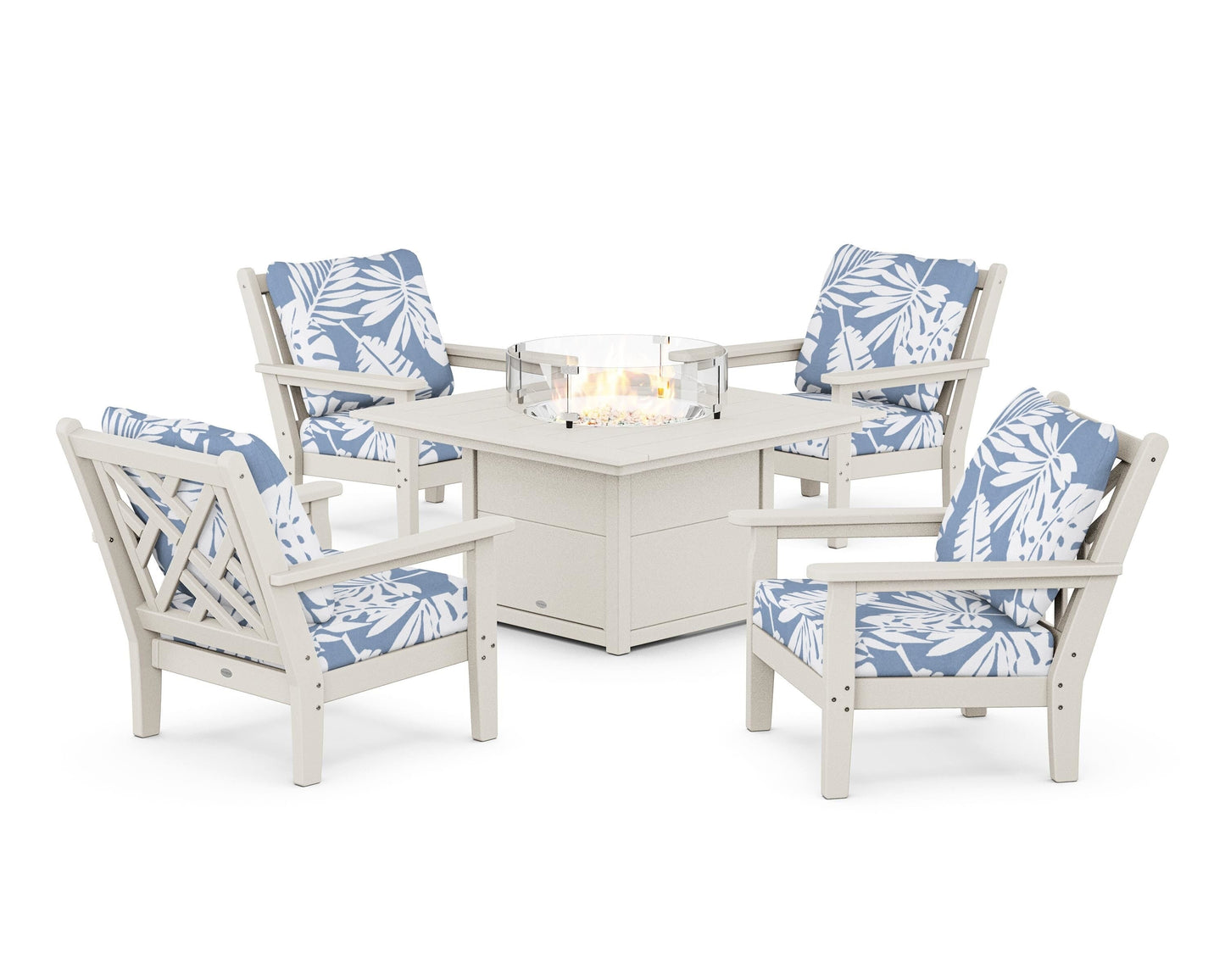 Chippendale 5-Piece Deep Seating Set with Fire Pit Table