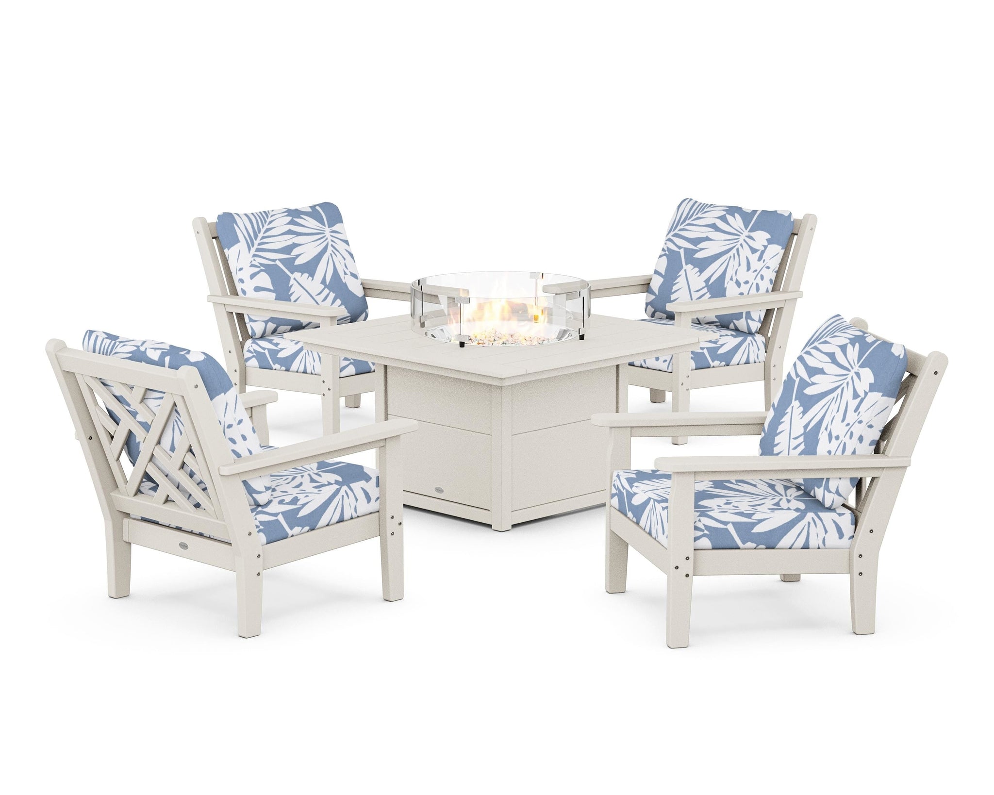 Chippendale 5-Piece Deep Seating Set with Fire Pit Table