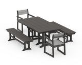 EDGE Sling Arm Chair 5-Piece Farmhouse Dining Set with Benches