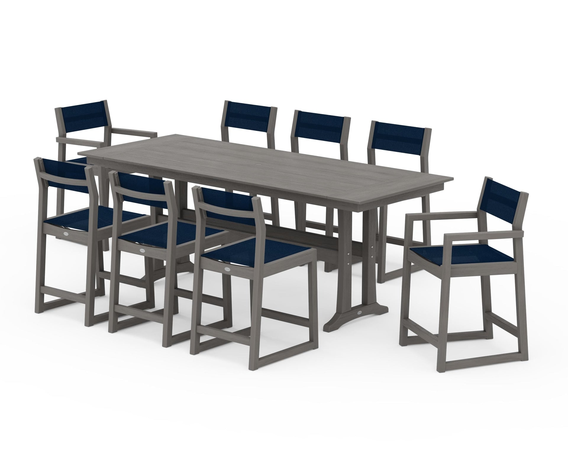 EDGE Sling 9-Piece Farmhouse Counter Set with Trestle Legs