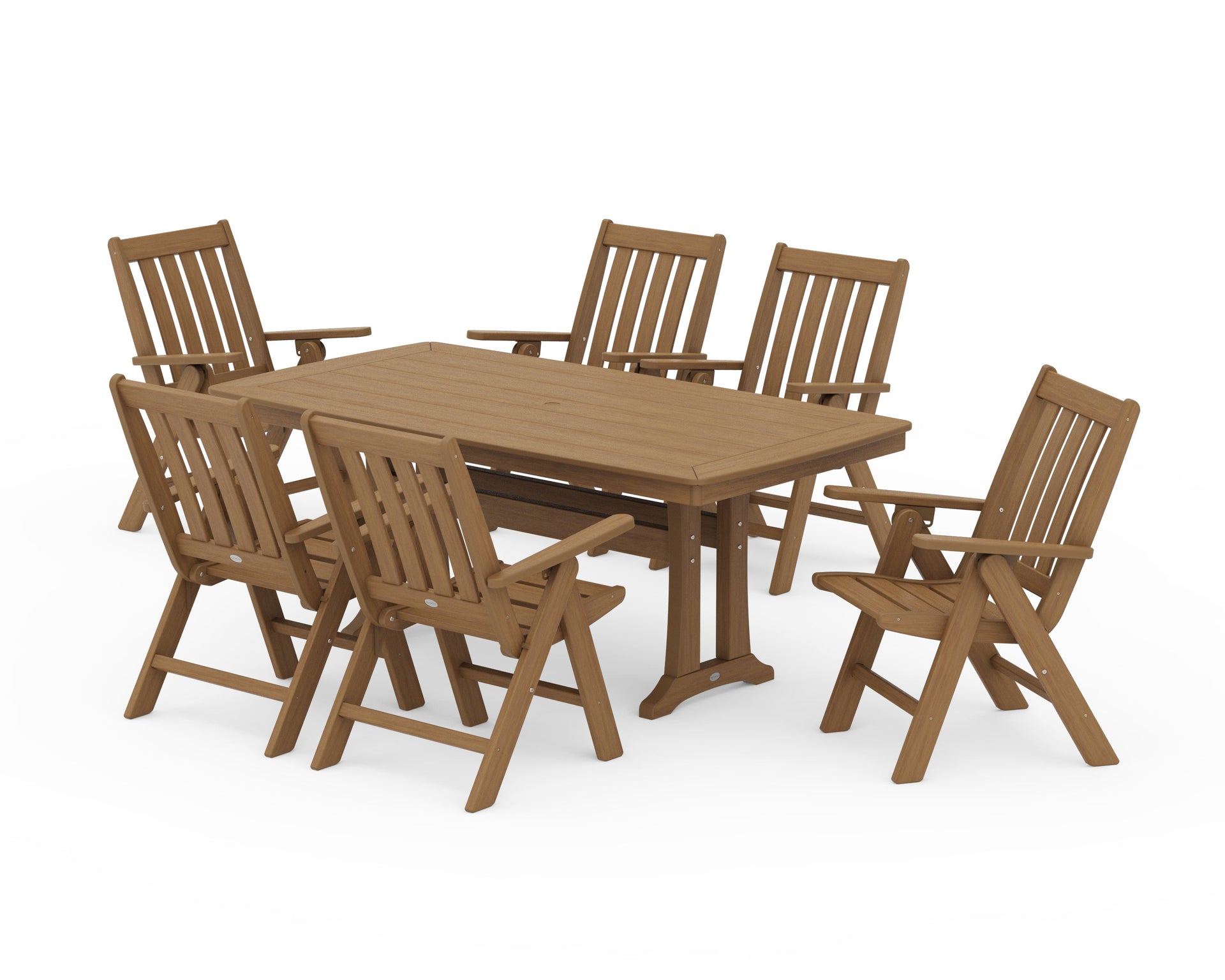 Vineyard Folding Chair 7-Piece Dining Set with Trestle Legs