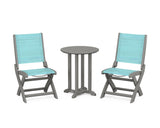 Coastal Folding Side Chair 3-Piece Round Bistro Dining Set