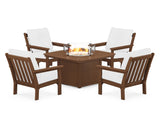 Vineyard 5-Piece Conversation Set with Fire Pit Table