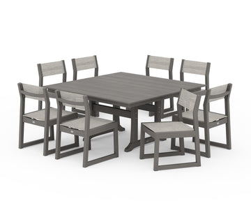 EDGE Sling Side Chair 9-Piece Farmhouse Trestle Dining Set