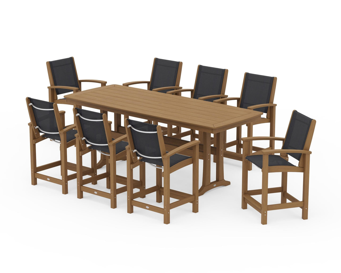 Coastal 9-Piece Counter Set with Trestle Legs