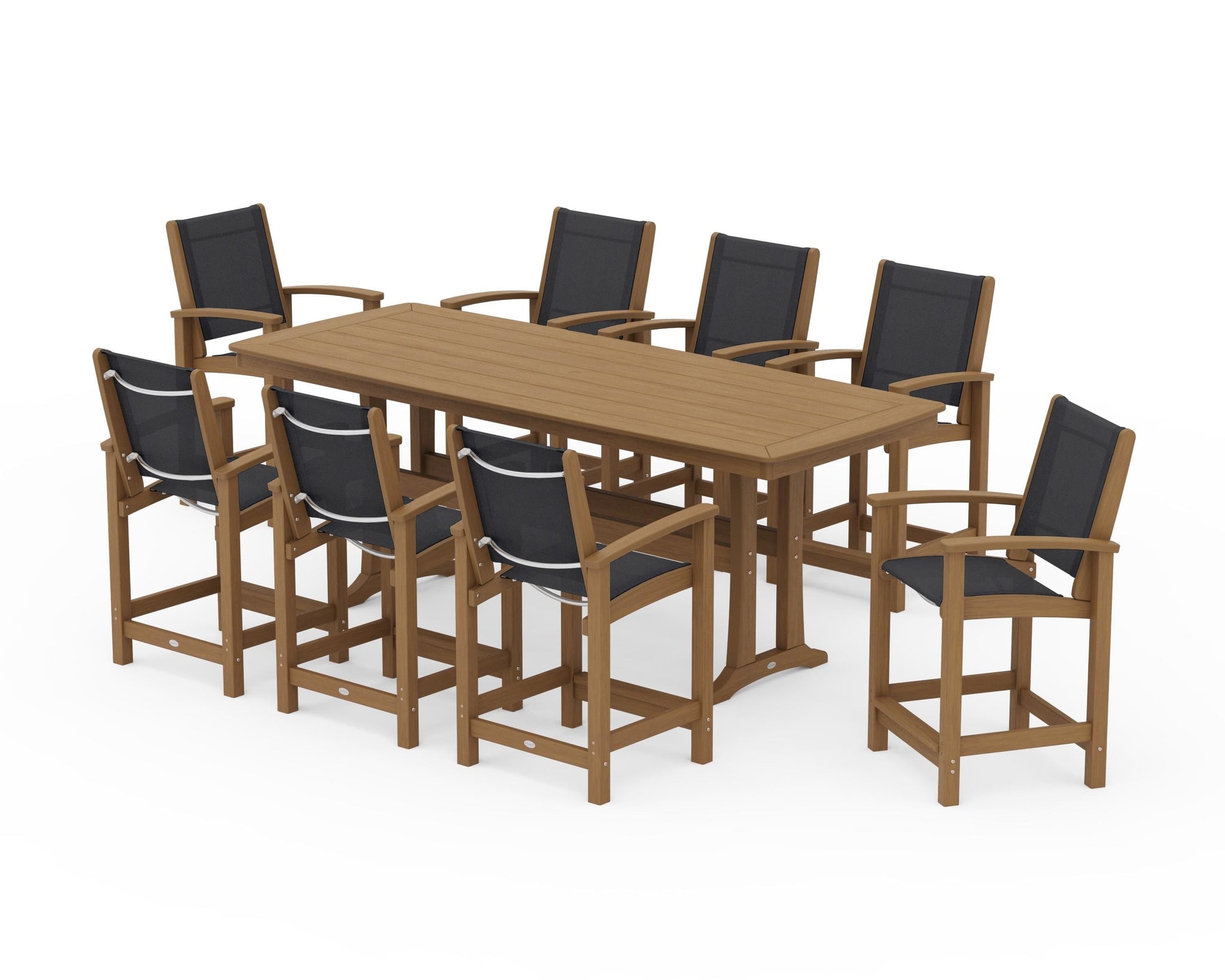 Coastal 9-Piece Counter Set with Trestle Legs