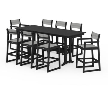 EDGE Sling 9-Piece Farmhouse Bar Set with Trestle Legs