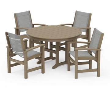 Coastal 5-Piece Round Farmhouse Dining Set