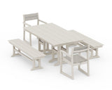 EDGE Sling Arm Chair 5-Piece Farmhouse Dining Set with Benches